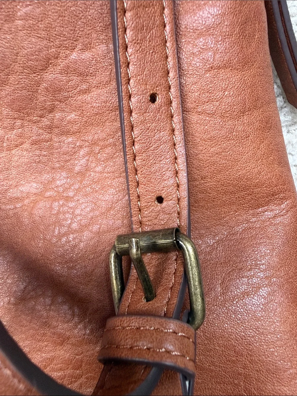 Market & Spruce Dara Zipper Cognac Faux Leather Backpack